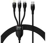 Baseus FLASH SERIES II adatkábel 3in1 (Type-C - lightning/microUSB/Type-C, 5A, gyorstöltő, 100W, 150cm) FEKETE