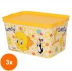Tuffex Set 3 x Cutie pentru Depozitare cu Capac, Tweety, 2.30 l, Tuffex (GUJ-3xTP597/TWEETTY)