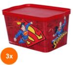 Tuffex Set 3 x Cutie pentru Depozitare cu Capac, Superman, 2.30 l, Tuffex (GUJ-3xTP597/SUPERMAN)
