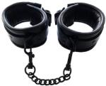 Rouge Leather Padded Wrist Cuffs Black with Black Accessories