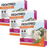 FRONTPRO tablete împotriva puricilor și căpușelor pentru câini (3 cutii = 9 tablete | 2 - 4 kg | 9 x 11 mg)