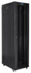 Lanberg 19" szabadon álló rack szekrény 47U/800X1000 üvegajtó, lapraszerelt, LCD kijelző, fekete (FF01-8047-12BL) - mzona