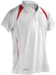 SPIRO Tricou polo funcțional pentru bărbați Team Spirit - Albă / roșie | S (SPIRO-S177M-1000156532)