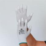  Védőkesztyű, karbonszálas, PU ujjbegy mártott, M méret, fehér-szürke (SF0026-8) - kellekanyagonline