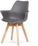  Műanyag Étkezőfotel Szürke Színben Műbőr Ülőpárnával, Bükkfa Lábbal. CT-771 (artCT-771-GREY)