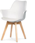  Műanyag Étkezőfotel Fehér Színben Műbőr Ülőpárnával, Bükkfa Lábbal. CT-771 (artCT-771-WT)