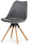 Étkezőszék, szürke műanyag, ülőfelület öko-bőr, lábak tömör natúr bükkfa (artCT-762-GREY)