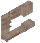  Nappali fal 300×59×210 cm, dió színben (art9HQ08)