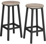 VASAGLE 2 db-os bárszék szett, Magas konyhai székek, Szürkés bézs és fekete (LBC032B02)