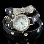 QUARTZ Ceas dama cu fundita si cristale, negru Ceas