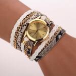 QUARTZ Ceas dama cu lantisor si curelusa model leopard - alb Ceas