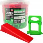 X-level Csempe szintező készlet, 2mm klipsz, 500db klipsz, 100db ék, lengyel (500 klipsów 100 klinów 2mm X-LEVEL)