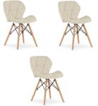  Valora WAKO bársonyszék, bézs, modern dizájn, fa bükkláb, 3 db