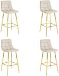  Valora TEOTO bársony zsámoly, bézs, arany lábú konyhai szék, 4 db