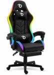  RGB LED gamer szék - karfákkal, párnával - fekete