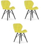  Valora WAKO bársony szék, sárga, fekete lábakkal, modern dizájn, 3 db