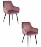  Valora SELO szék, rózsaszín bársony, fekete lábak, 2 db-os szett