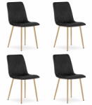  Valora JEWA székek - Fekete bársony ülések fa színű lábakkal x4