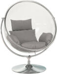 TEMPO KONDELA Függő fotel állvánnyal, átlátszó/ezüst/szürke, BUBBLE NEW TYP 2