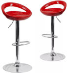  Kitti bárszék, 2 db, állítható magasságú, bordó, 76-96 cm, 46 cm átmérőjű ülőfelülettel, fém vázzal és műanyag ülőlappal (HOP1001244-3)