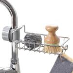 AVEX Raft organizator universal pentru bucatarie sau baie, montaj pe robinet, material otel, culoare Argintiu (AG901)