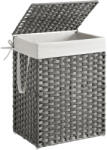  SONGMICS Cos rufe cu capac, ratan sintetic si sac detasabil, 90 L, 46x33x60 cm, gri (EZ-LCB051G01V1)