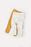 BabyCosy Set 2 pantaloni bebe unisex din bumbac organic si modal - Mustar/Ecru, BabyCosy (Marime: 6-9 luni) (BC-CSYM11608-6)