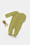 BabyCosy Salopeta Elefant cu maneca lunga si botosei din 80%bumbac organic si 20% poliester - Verde, BabyCosy (Marime: 0-3 Luni) (BC-CSYK6038-0)