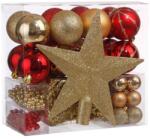  Set globuri decoratiuni brad de Craciun, 44 piese, rosu si auriu (JJ-694531A)