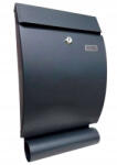  Cutie postala de exterior, pentru gard sau perete, din otel zincat, cu incuietoare, 41x8x25cm, gri inchis (TIS-8213)