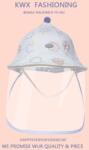  Palarie de Protectie pentru Bebelusi, Flippy, Model cu Norisori Roz, Pescareasca, de Primavara si Toamna, cu Masca si Fermoar, 48 cm, pentru 6-12 Luni, Roz (134428)
