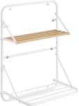 SONGMICS Suport prosoape pliabil de perete, cu 5 bare, polita de depozitare, otel, 26x38x56 cm, alb (EZ-LLR803W01)