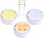  Set de 3 Lampi Led Flippy, Fara Fir, Cu Baterii, 3 Culori de Lumina, cu Telecomanda, din Plastic, Alb (125900)