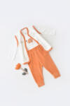 BabyCosy Set 3 piese Broscuta cu body, pantalonasi si vestuta din 80%bumbac organic si 20% poliester - Portocaliu, BabyCosy (Marime: 9-12 luni) (BC-CSYK6025-9)