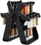  Suport Pentru Condimente Rotativ, Flippy, Multifunctional, Pivotant 360°, Portabil, Usor de Montat, 34x23 cm, ABS/Sticla, Negru (132796)