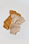 BabyCosy Set de 2 body-uri cu maneca scurta din bumbac organic si modal - Mustar/ Somon BabyCosy (Marime: 6-9 luni) (BC-CSYM11204-6)