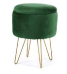 Artool Taburet, rotund, cu spatiu depozitare, catifea, verde, max 90 kg, 35x35x45 cm, Lilli (212158-AK)
