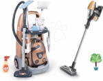 Smoby Set cărucior de curățenie cu aspirator electronic Rowenta Trolley Vacuum Cleaner Smoby și aspirator vertical cu sunete și lumini (SM330325-10)