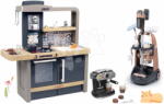Smoby Set cărucior de curățenie și bucătărie cu aparat de cafea și aspirator Rowenta Trolley Upright Hoover Smoby cu sunete și aspirator vertical (SM330326-5)