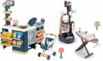 Smoby Set cărucior de curățenie cu supermarket Rowenta Trolley Upright Hoover Smoby și aspirator vertical cu masă de călcat (SM330326-10)