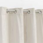 Welora Dekoratív függöny, sötétítő típusú - nem engedi át a fényt, dombornyomott levélmintával, gyűrűkkel, 140x260 cm, krémszínű (JM1227228)