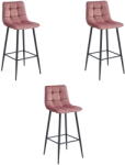  Valora TEOTO bárszék, sötét rózsaszín bársony, fekete acél lábakkal x3
