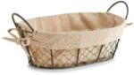 Zeller Vidéki kenyér tálalókosár, meta + textil, 26 x 17 x 9 cm (ZE-18090)