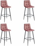  Valora LIVI bárszék 4 db-os szett - sötét rózsaszín bársony / fekete lábak