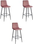  Valora POZZA konyhai szék, sötét rózsaszín bársony, fekete lábak, 3 db