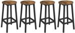 VASAGLE 4 darabos bárszék szett, konyhai ülőke, acélvázzal, 65 cm, rusztikus barna és fekete (LBC232B01) - pepita