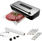 SilverCrest SVEB 160 C4 Maxi Pack Wet & Soft inox nemesacél 160W prémium vákuumcsomagoló fóliahegesztő, pácolás funkcióval és fóliavágóval, 6 tekercs sous-vide fóliával (SVEB_160_C3_MAXI)