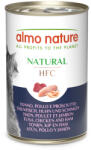 Almo Nature 18x140g Almo Nature HFC Natural Tonhal & csirke & sonka nedves macskatáp 12+6 ingyen