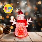 Family Collection Karácsonyi LED-es hóember, piros, RGB LED, 9 x 8 x 5 cm, 58978A