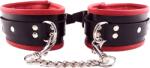 Rouge Leather Padded Wrist Cuffs Black and Red